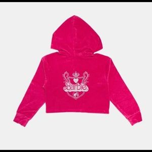 Barbie Embroidered Towelling Cropped Hoodie